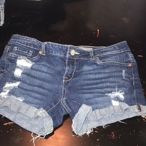 American eagle midi distressed jean shorts